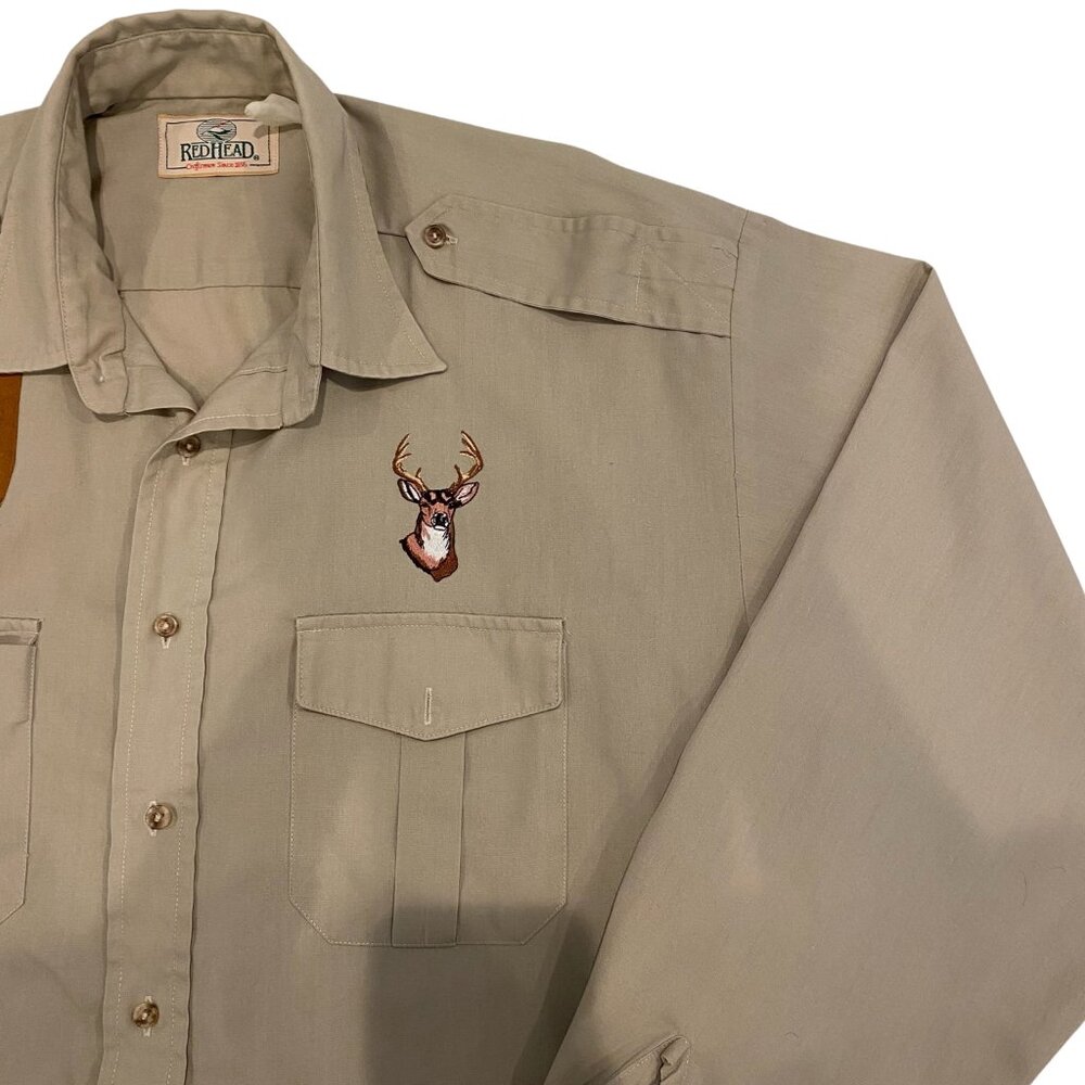 RedHead XL Hunting Shirt Suede Shoulder w/ Patch Buck Embroidery - Picture 2 of 8